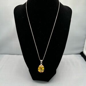 Silver Necklace with Citrine Pendant